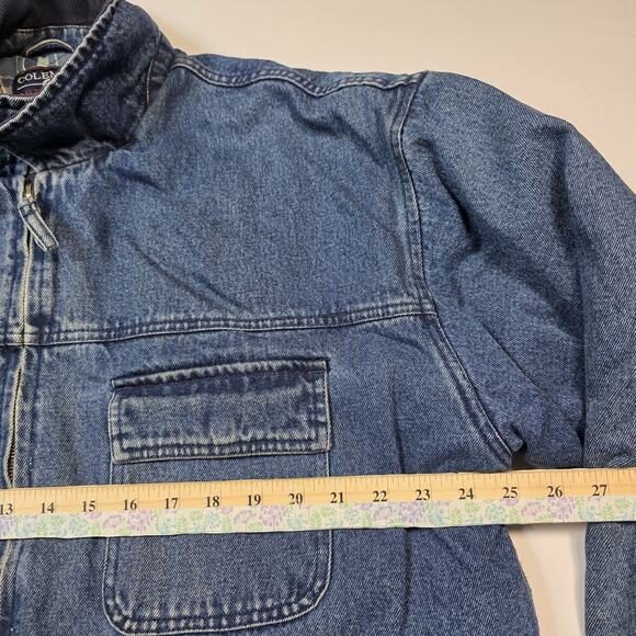 Coleman Outdoor Men's L VTG Denim Chore Jacket Lined Corduroy Collar Distressed - Picture 12 of 15